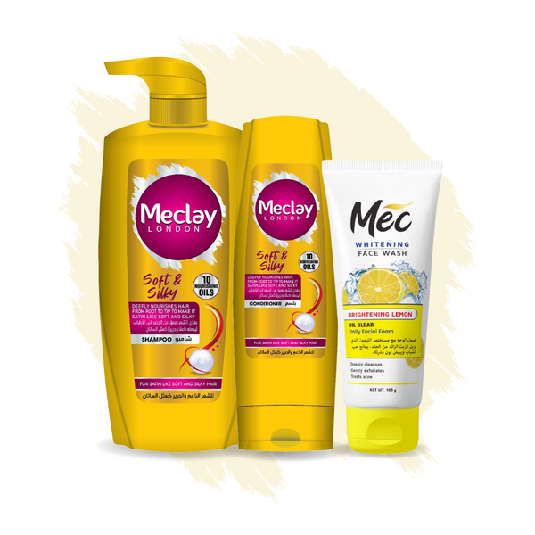 Meclay London (FREE DELIVERY) Meclay London Soft & Silky Shampoo 660ml With Conditioner 180ml + Mec Brightening Lemon Face Wash